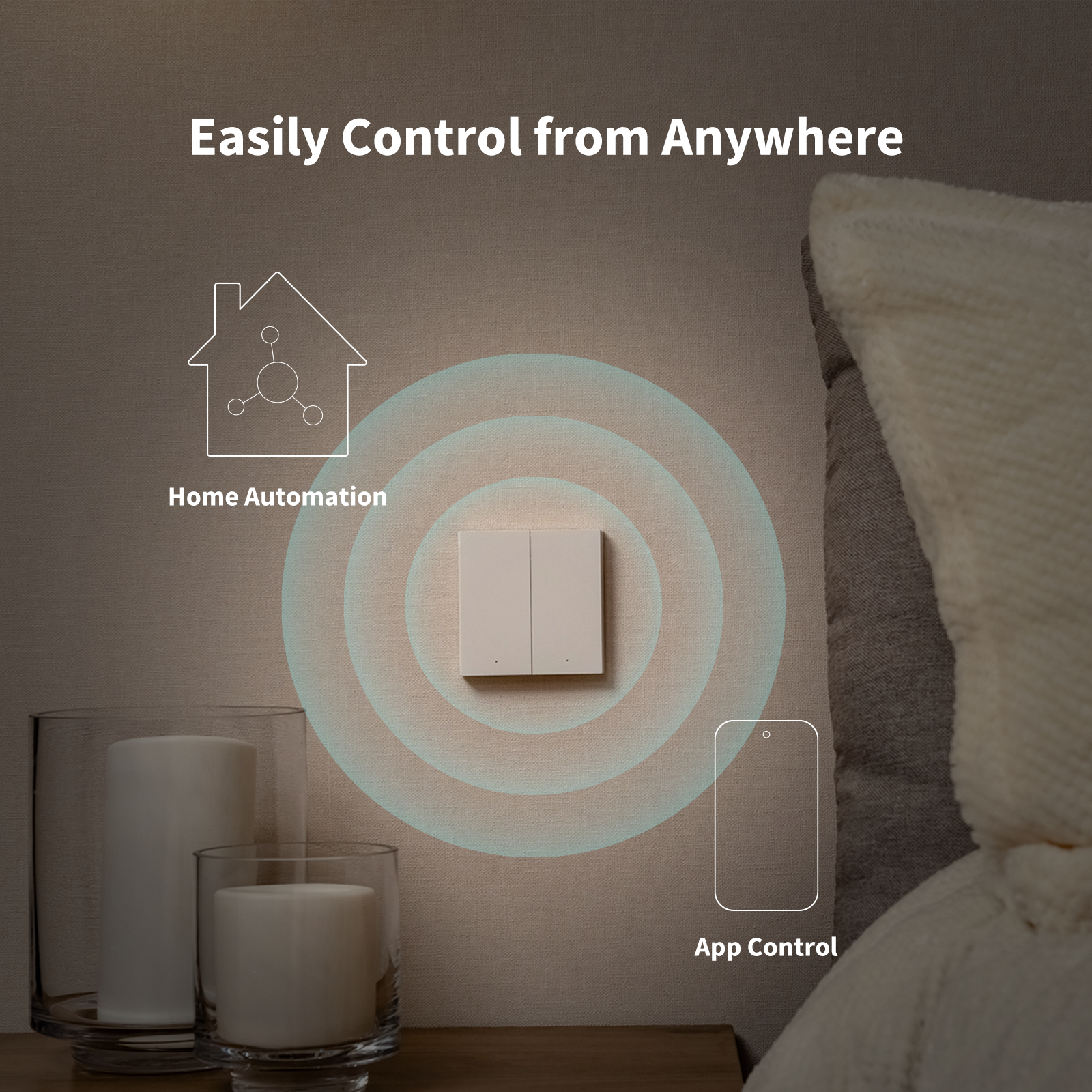 Smart Wall Switch H1 EU (With Neutral, Double Rocker) White